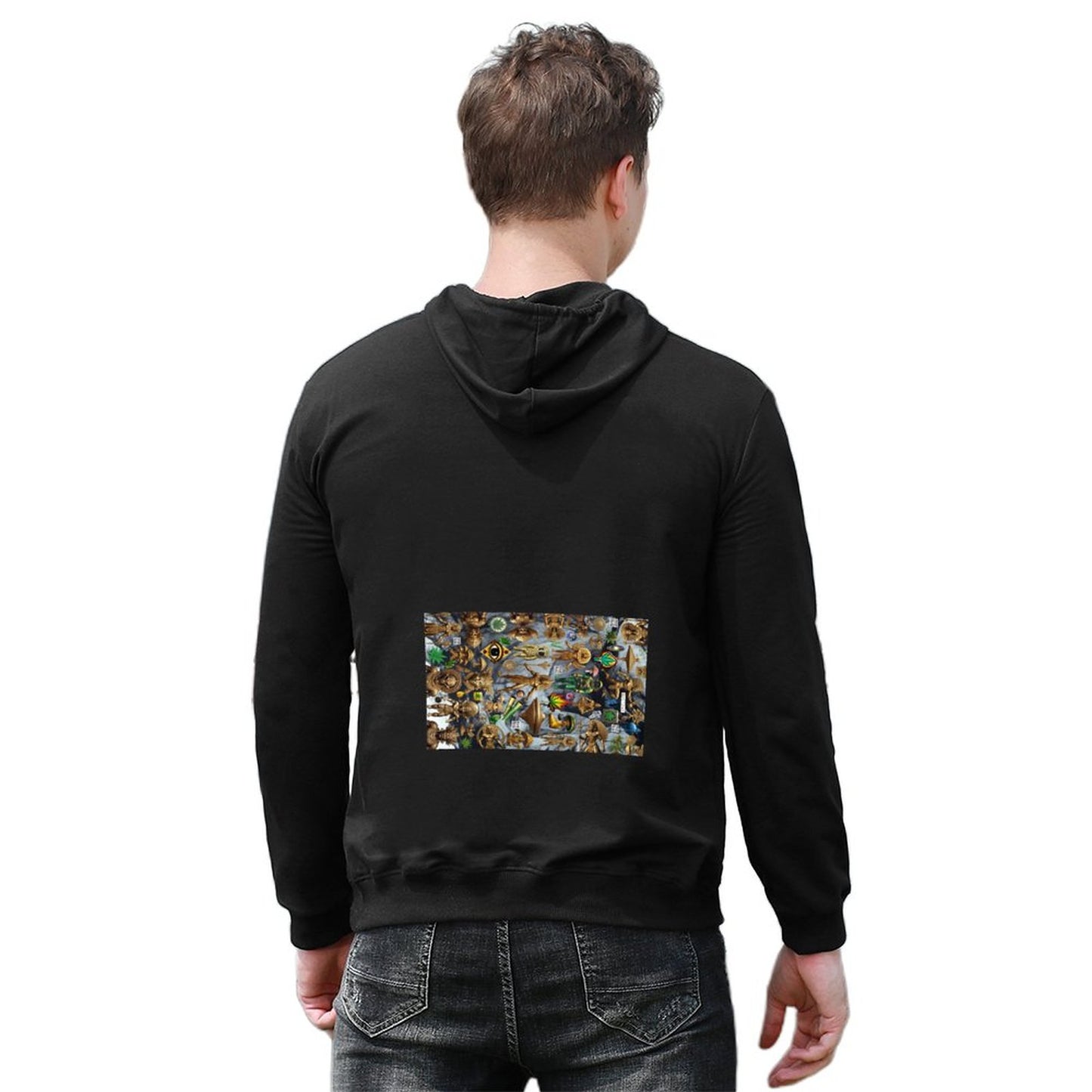 DTF 255gsm Men's black hoodies with designs (Dual-sided Printing)