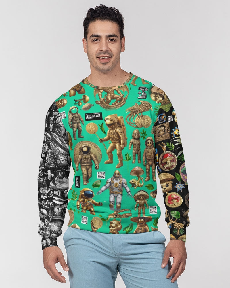 Mushroom Abstak Collection Men's All-Over Print Classic French Terry Crewneck Pullover