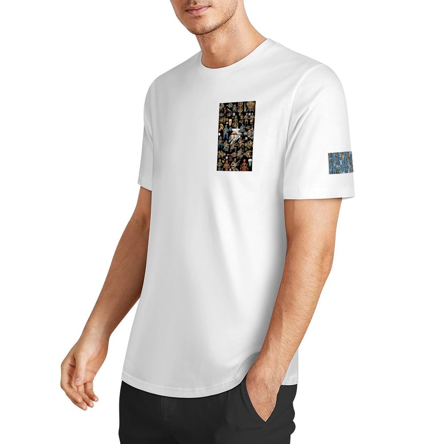 DTF 160gsm Men's Short Sleeve Cotton T-shirt (Dual-sided+Sleeve Printing)