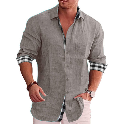 Leisure men's cotton and linen shirt men's shirt men's shirt