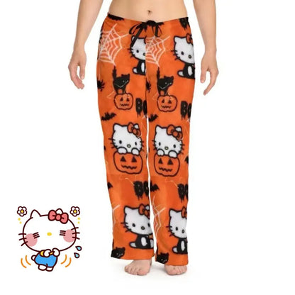 2024 Sanrio Hello Kitty Pajamas Halloween Flannel Anime Cartoon  Fashion Trouserswomen Kawaii Woolen  Casual Home Pants Trousers