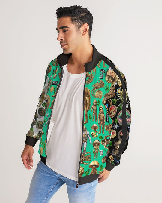 Mushroom Abstak Collection Men's All-Over Print Stripe Sleeve Track Jacket