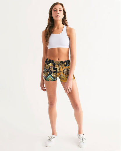 Nature Abstrak Women's All-Over Print Mid-Rise Yoga Shorts