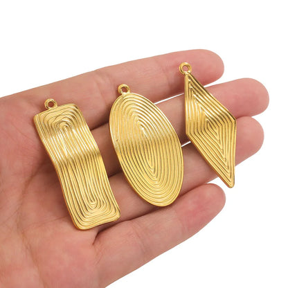 4pcs Gold-plated Stainless Steel Oval Square Rhombus Charms for Earrings Necklace Jewelry Makings Metal Dangles Findings Parts