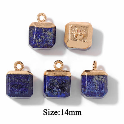 5PCS/lot Lapis Lazuli Stone Pendant Blue Moon Apple Oval Shape Gem Charms For Jewelry Making DIY Necklace Earrings DIY Handmade