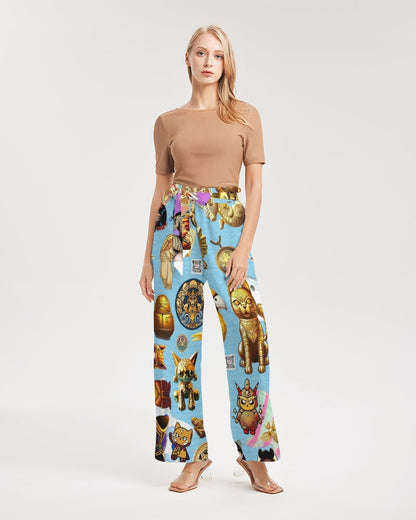 4 Annunaki Abstrak Collection Women's All-Over Print High-Rise Wide Leg Pants