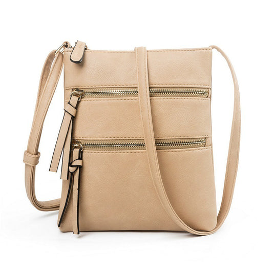 Leisure multifunctional pocket with double zipper vertical women's bag single shoulder bag crossbody bag