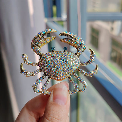 Full diamond crab brooch female niche high-end pin suit accessory