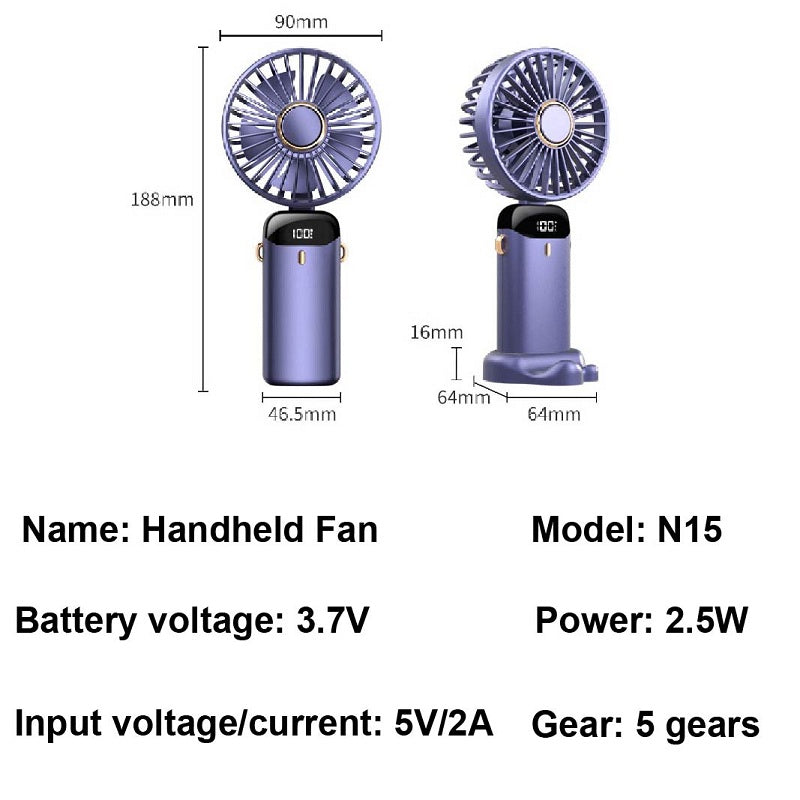 USB Handheld Fan Digital Display Foldable Aromatherapy Fan