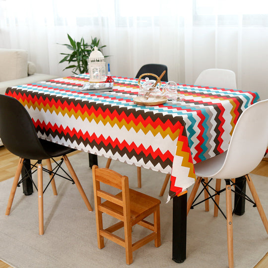 Colorful Stripe Print Home Dining Table Cloth Table Cover