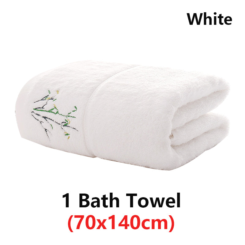 Embroidered Bamboo Fiber Towel Set for Adult High Quality Solid Color Super Absorbent Bath Towel Home Bath Towels & Hand Towels