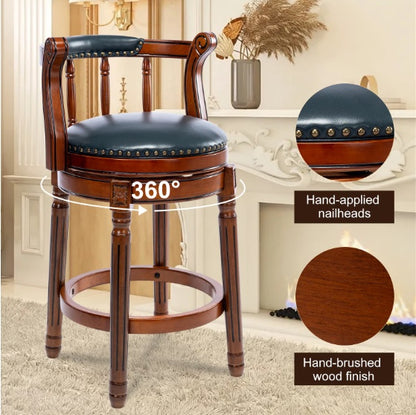 Wooden 360-degree Swivel Bar Stool Chair