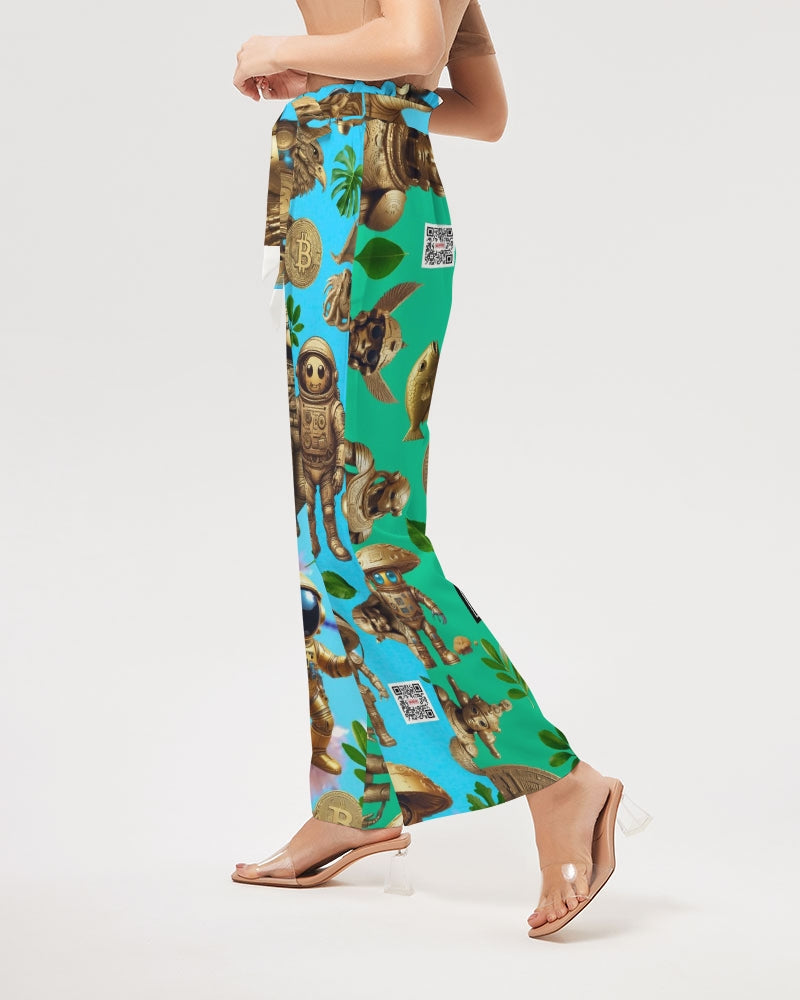 Ancient Abstrak Collection Women's All-Over Print High-Rise Wide Leg Pants