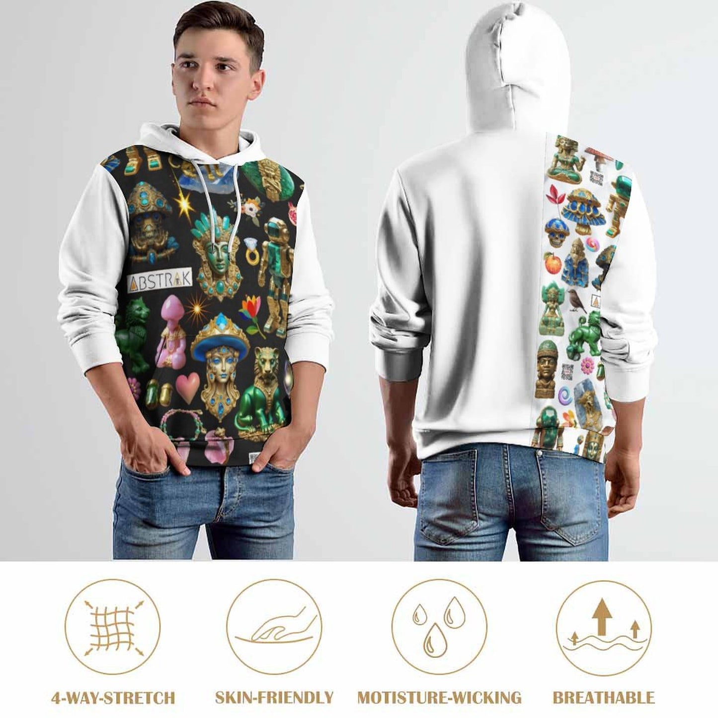 230gsm Men's Cool Hoodie with Double-layer Cap (All-Over Printing)