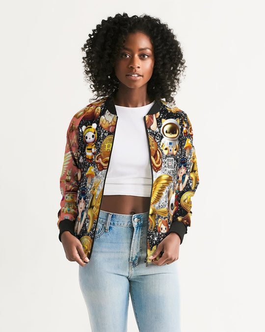 Womens Abstrak Women's All-Over Print Bomber Jacket