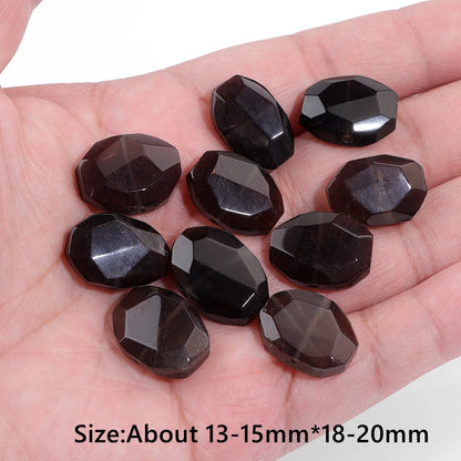 5Pcs/Lot Faceted Natural Irregular Stone Beads Tiger Eye Labradorite Rose Quartzs Charms Bead for Jewelry Making Accessories