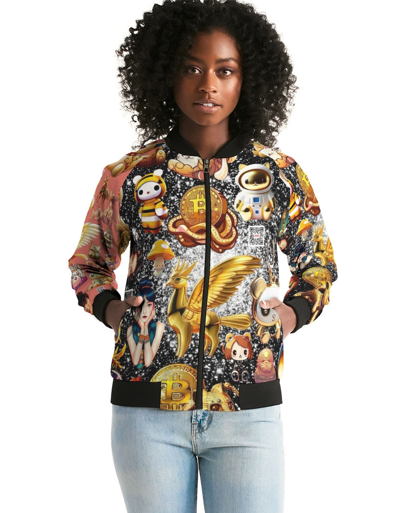 Womens Abstrak Women's All-Over Print Bomber Jacket