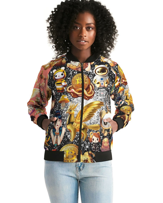 Womens Abstrak Women's All-Over Print Bomber Jacket