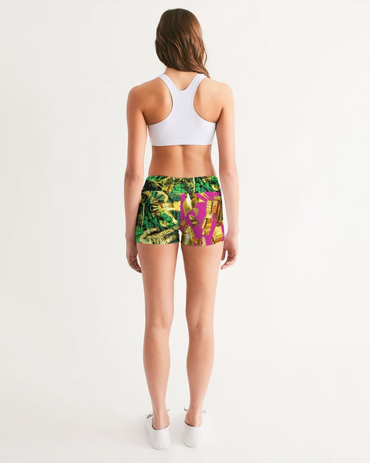 Robotic Abstrak Women's All-Over Print Mid-Rise Yoga Shorts