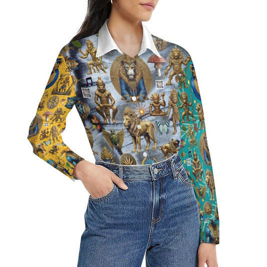 Women's Flower Blouse Long Sleeve DS20079 (All-Over Printing)