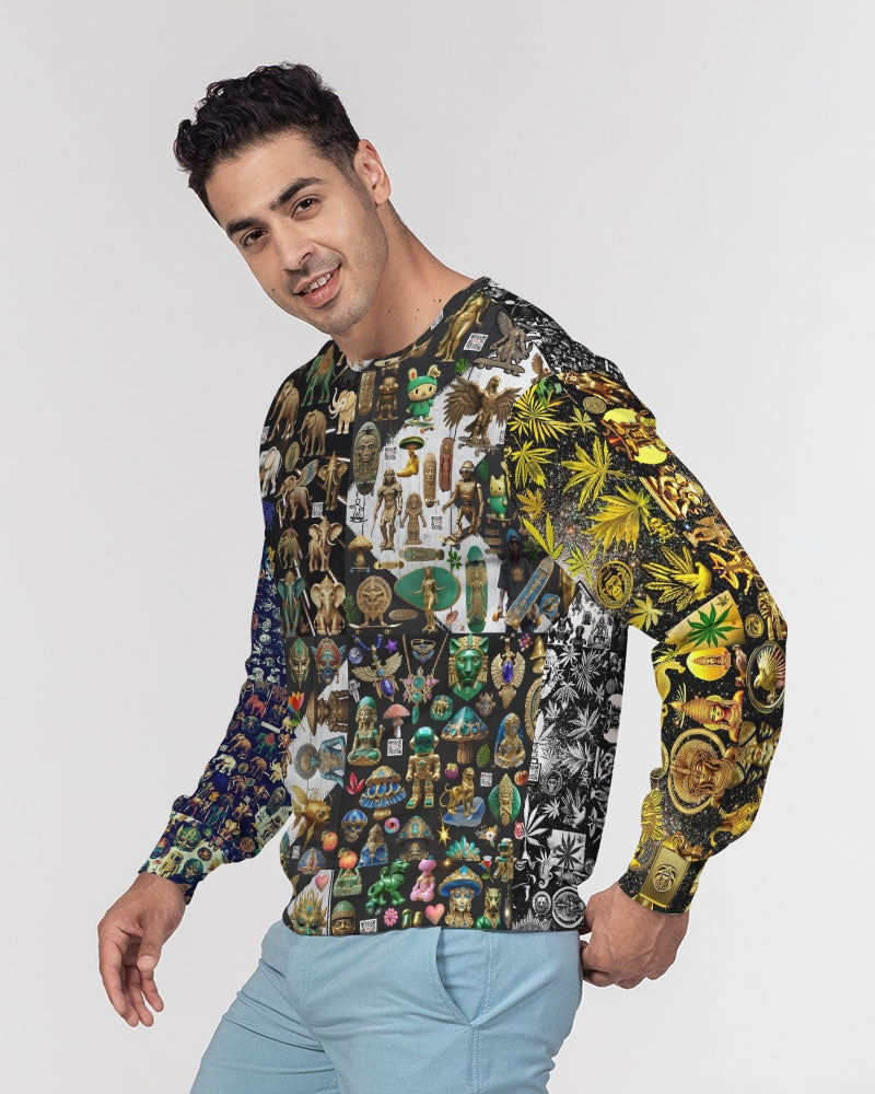 Abstraknyc Men's All-Over Print Classic French Terry Crewneck Pullover