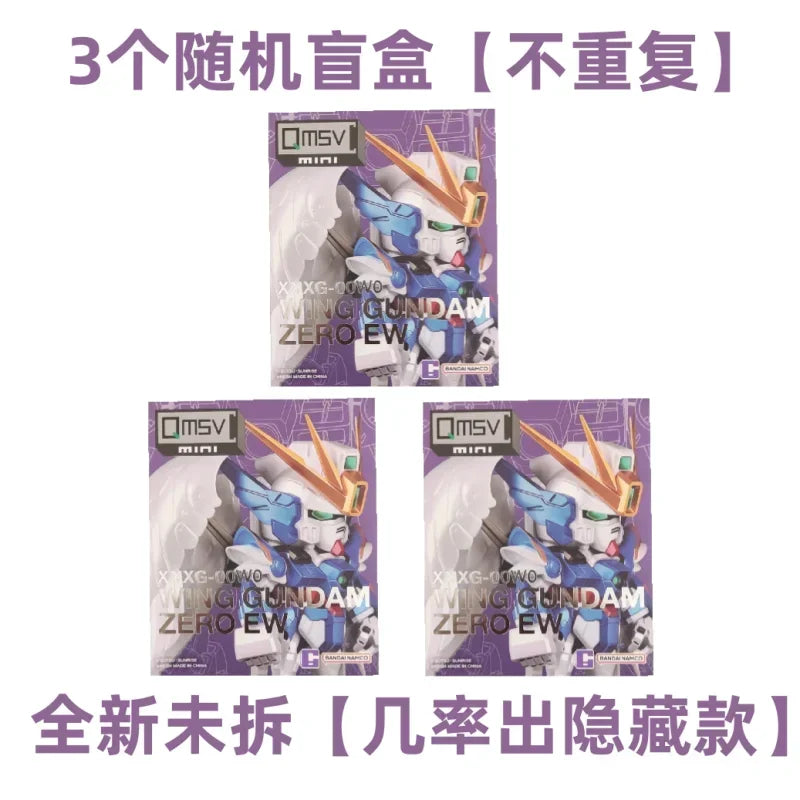 Bandai  Blind Box Original Wing Zero Ew Qmsv-mini Seriestrendy Figure Mystery Box Gratis Model Toy Collection Gift