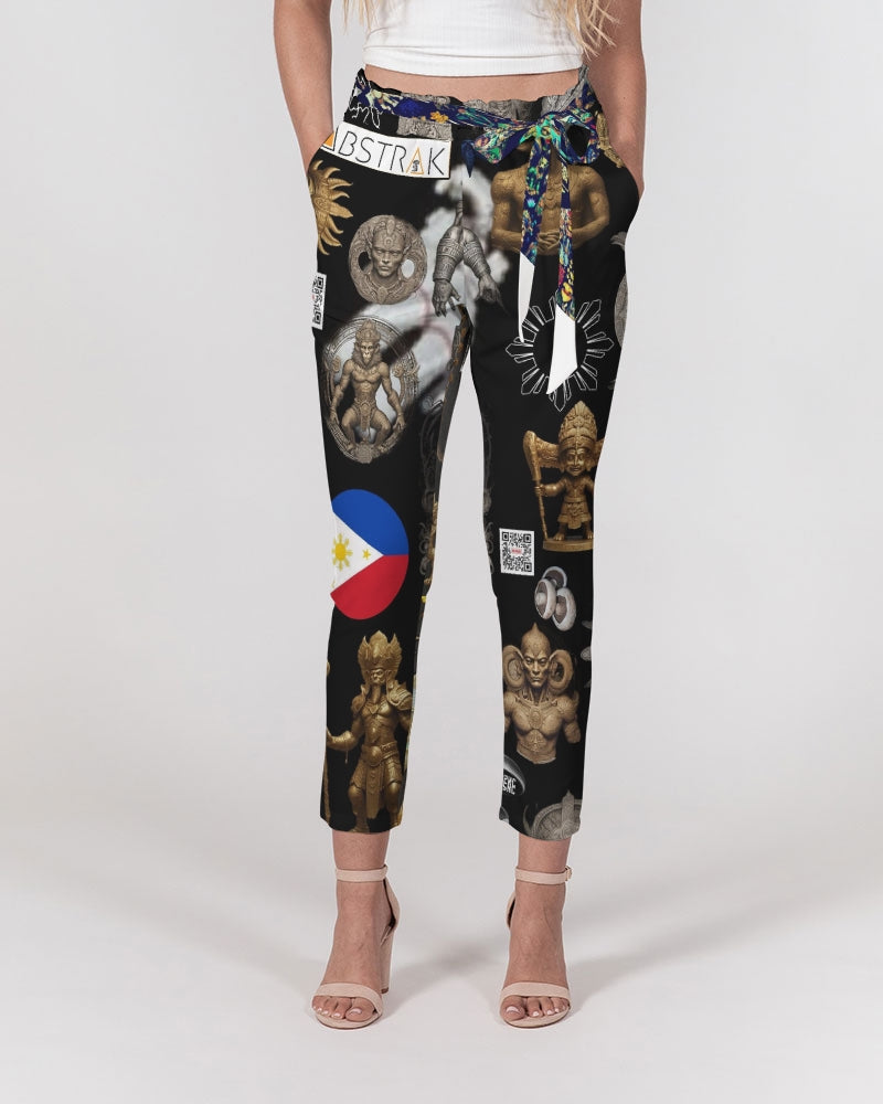 IMG_0540 Women's All-Over Print Belted Tapered Pants