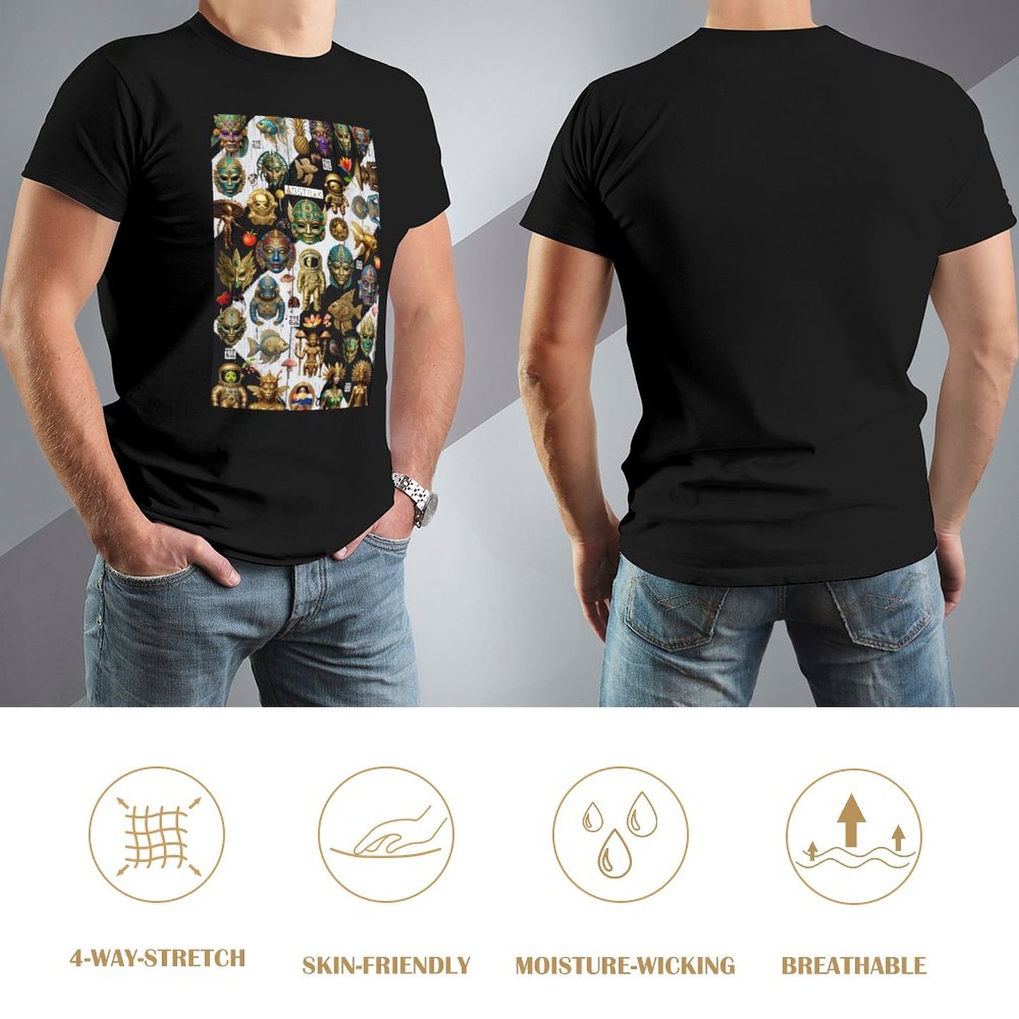 DTG 190gsm Men's T-shirt Disign (High Definition & Front Printing)