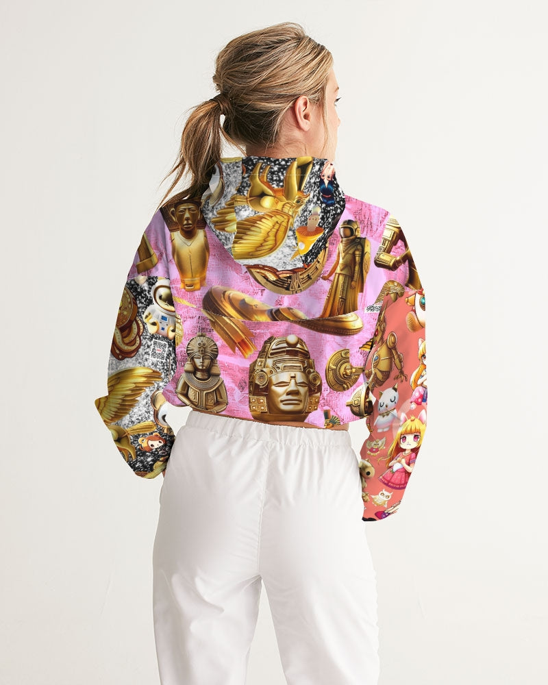 Womens Abstrak Women's All-Over Print Cropped Windbreaker