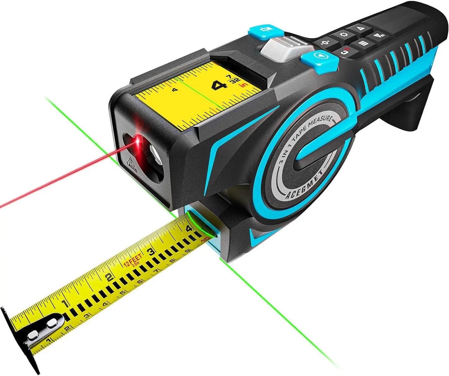 3-in-1 Digital Tape Measure, 330Ft Laser Measurement Tool & Auto Lock Tape with Instant Digital Readout,