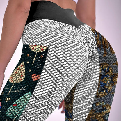 Custom Printed Honeycomb Textured Yoga Pants for Women (All-Over Printing)