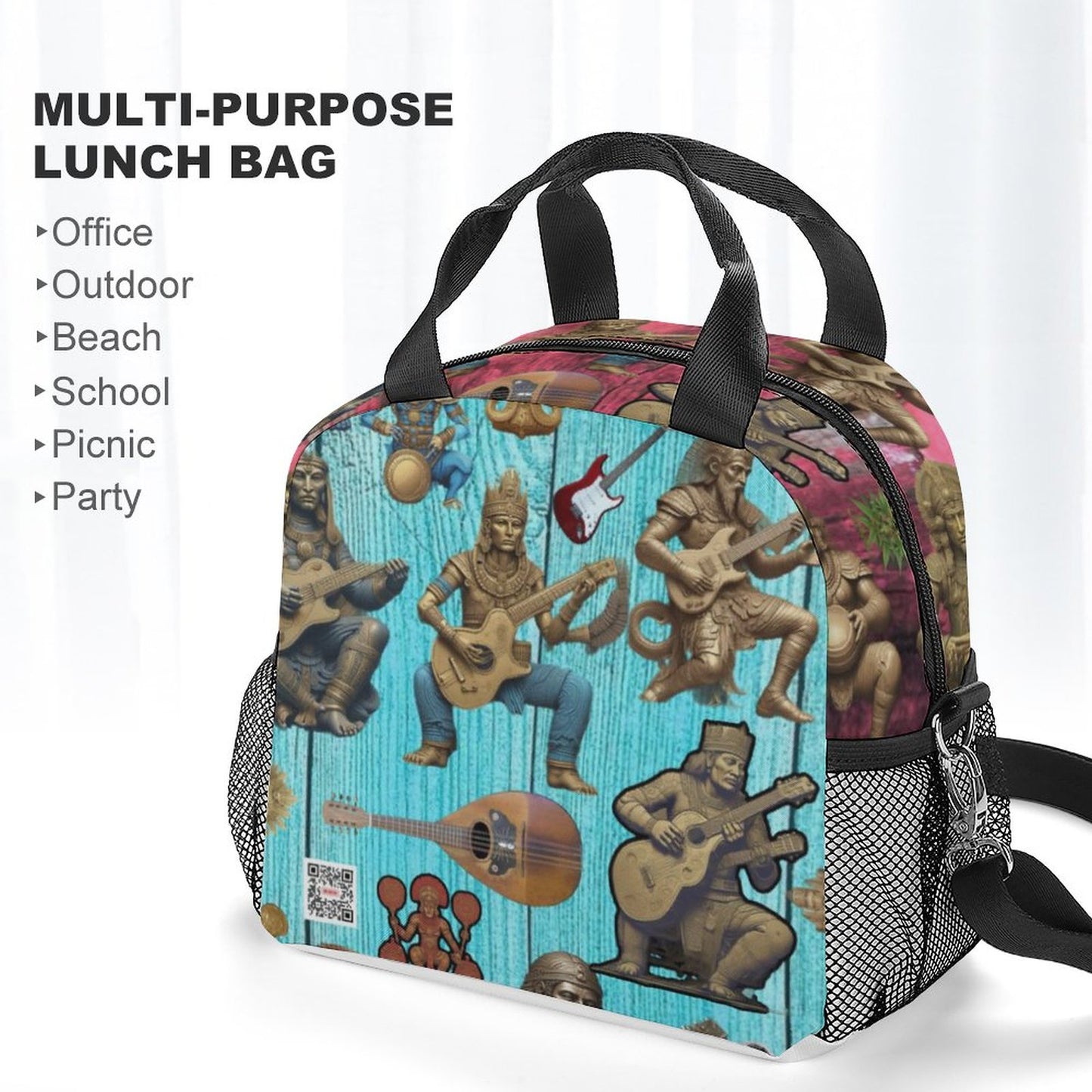 Insulated Lunch Crossbody Bag with Strap for Office School Picnic (All-Over Printing)