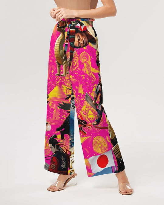 Trendy Abstrak Pattern Women's All-Over Print High-Rise Wide Leg Pants