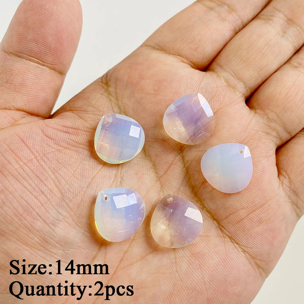 2PCS/lot Opal Stone Pendant White Oval Heart Star Moon Shape Connector Charms Fit Jewelry Making DIY Necklace Earrings Bracelets