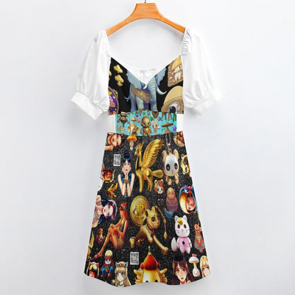 Short Sleeve V Neck Lovely Dress B271 (All-Over Printing)