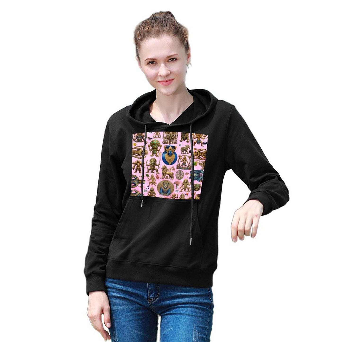 DTG 255gsm Cotton Women's Hoodie with Pocket (Dual-sided Printing)