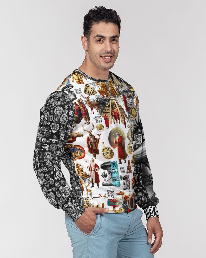 Matrix Vison Men's All-Over Print Classic French Terry Crewneck Pullover