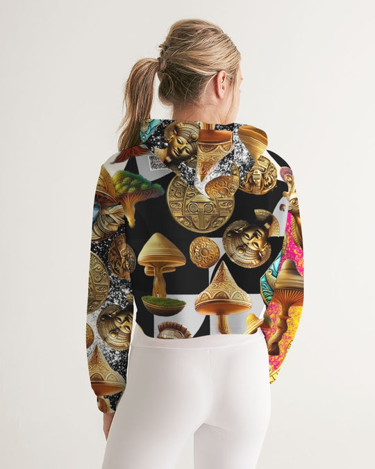 Nature Abstrak Women's All-Over Print Cropped Hoodie