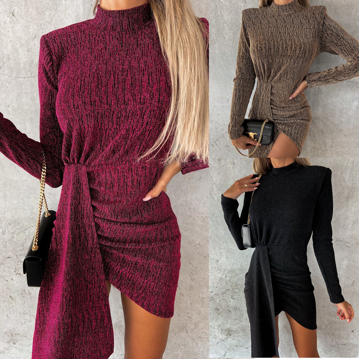 Bronzing Fashion Long Sleeve Dress