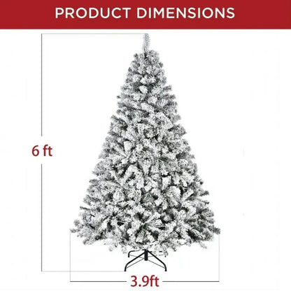 6ft Pre-Lit Artificial Christmas Tree Snow Flocked Xmas Tree W  Remote-Controlled 250 Multi-Color Lights Decor