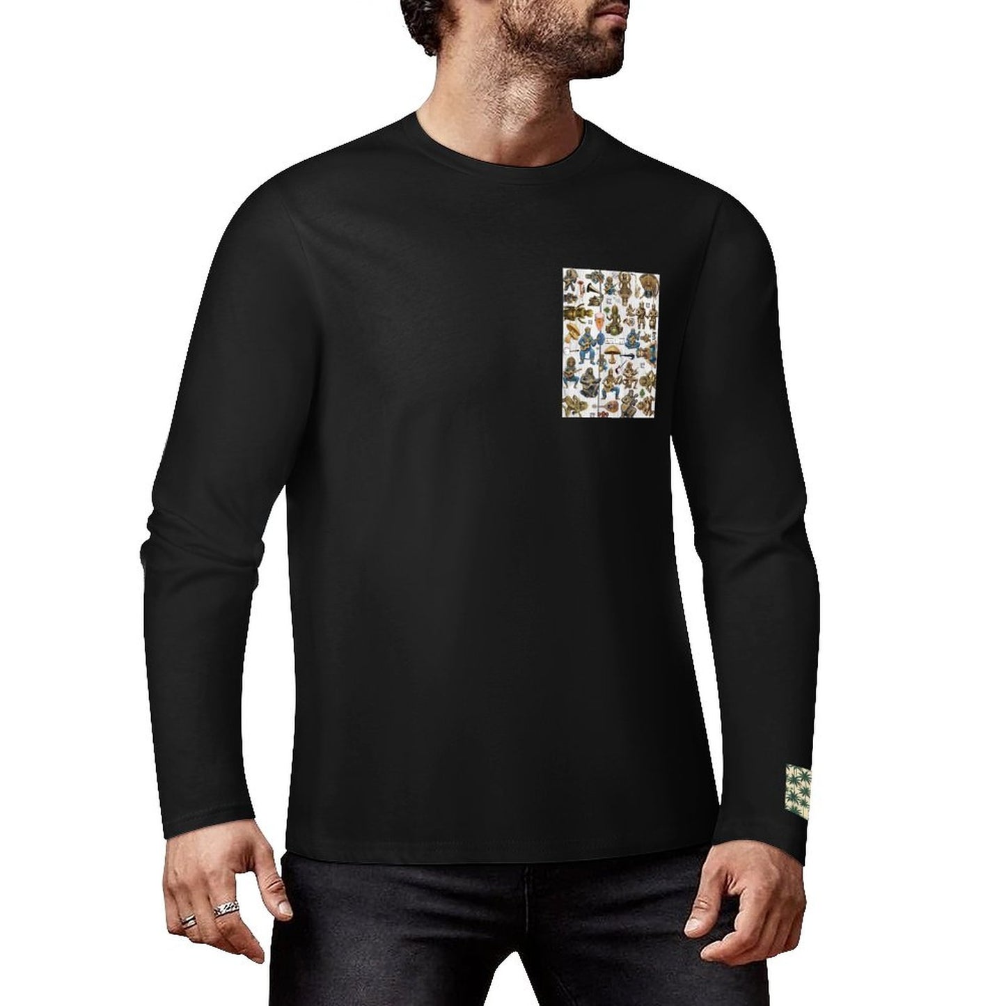 DTF 160gsm Cotton Men's Long Sleeve T-shirt (Front+Sleeve Printing)