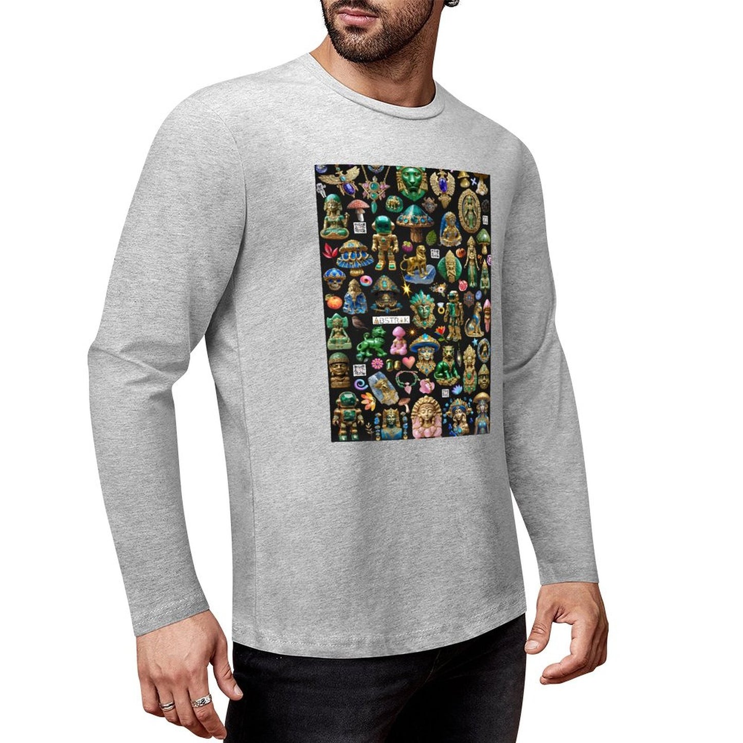 DTF160gsm Cotton Men's Long Sleeve T-shirt (Front Printing)