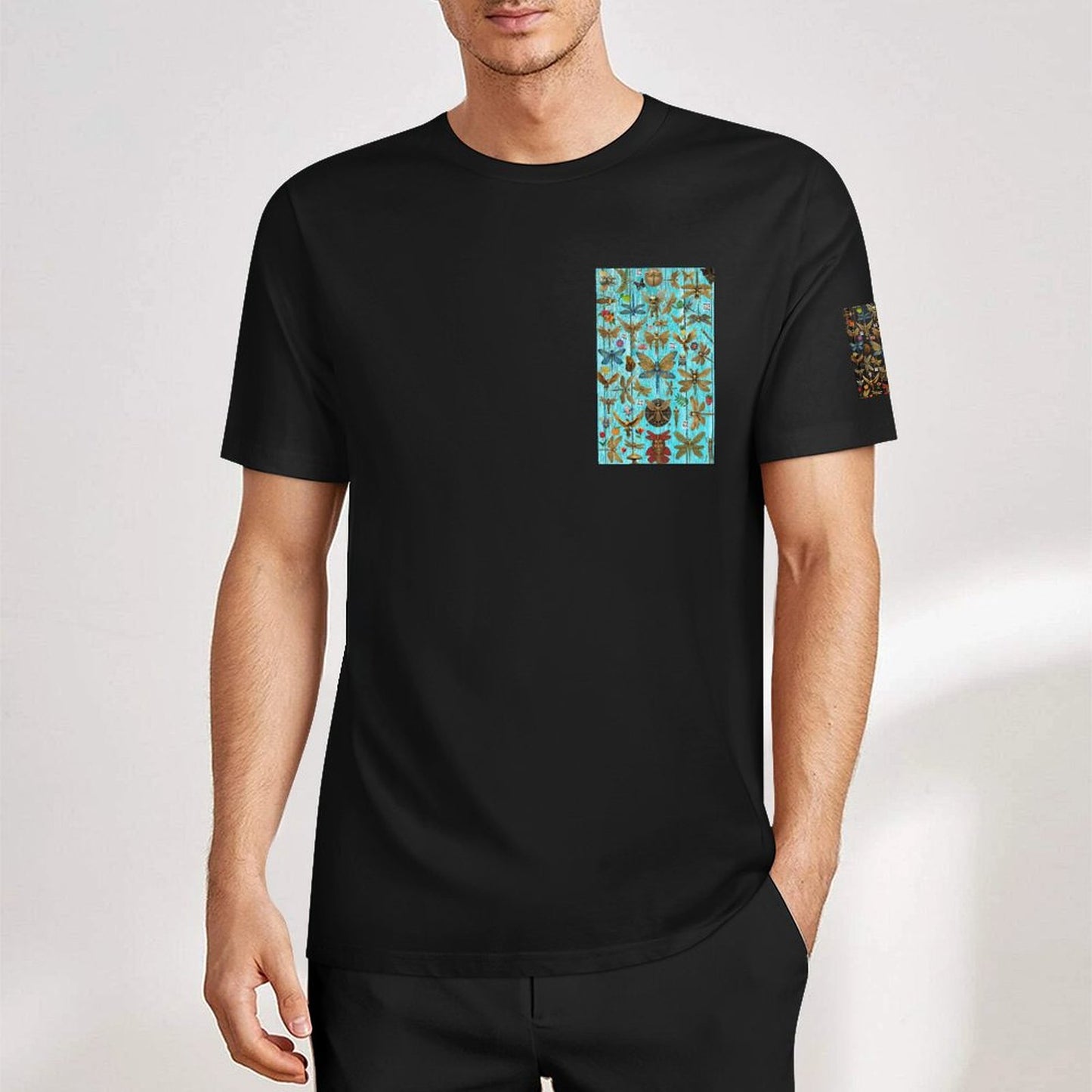 DTF 160gsm Men's Short Sleeve Cotton T-shirt (Dual-sided+Sleeve Printing)