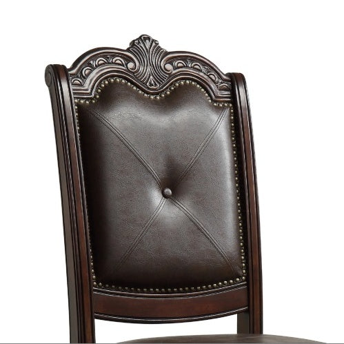 Beautiful Hand-carved Formal Traditional Dining Chair With Faux Leather Upholstery