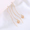 Gold Bronze Cutout Zircon Tassel Earrings