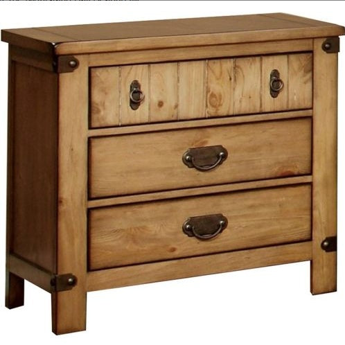 Cottage Style Weathered Elm 1pc Nightstand Ball Bearing Metal Glide USB Charger Power Outlet In Night Stand Top Drawer Bedroom Bedside Table