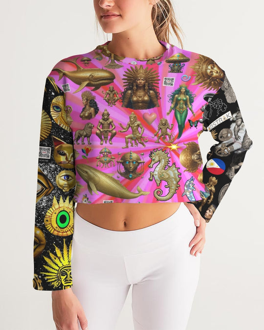 IMG_0540 Women's All-Over Print Cropped Sweatshirt