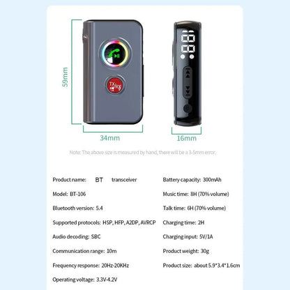 Bluetooth 5.4 Adapter Bluetooth Audio Receiving And Transmitting 2-in-1 Music Receiver Bluetooth BT-106 Bluetooth 5.4 Adapter