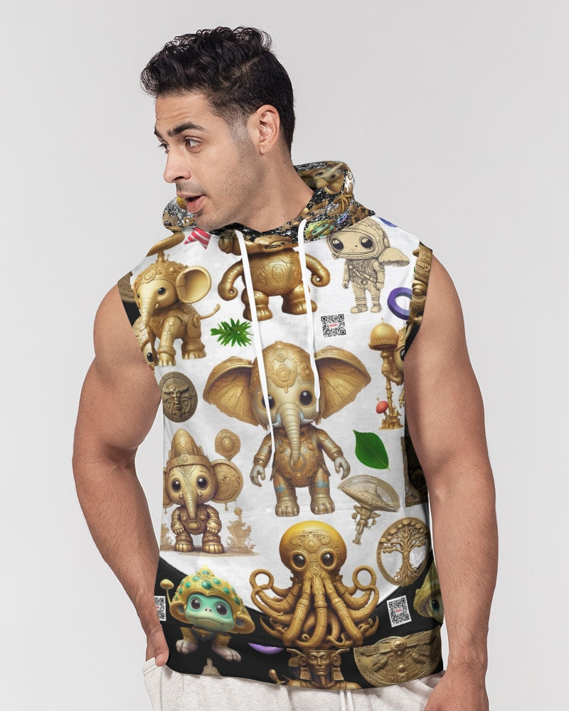 Elephant Collection Men's All-Over Print Heavyweight Sleeveless Hoodie