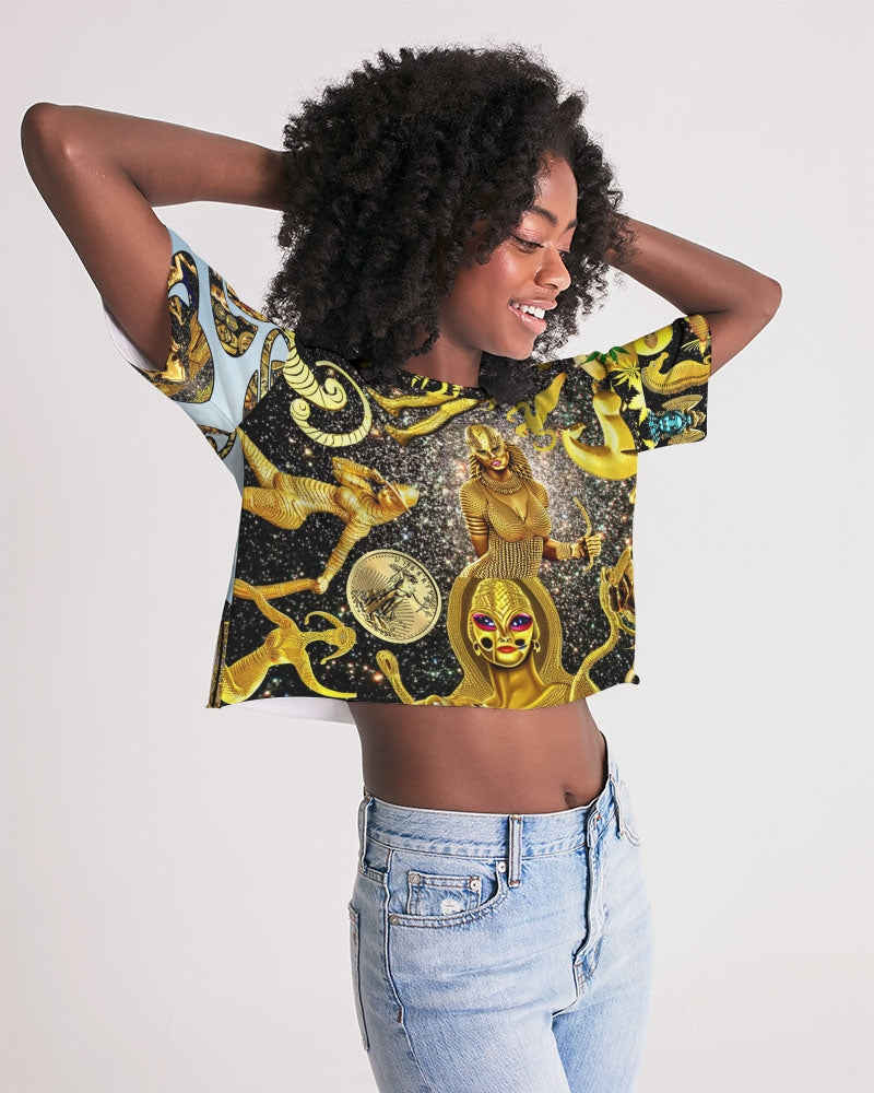 Ancient Abtsrak Women's All-Over Print Lounge Cropped Tee